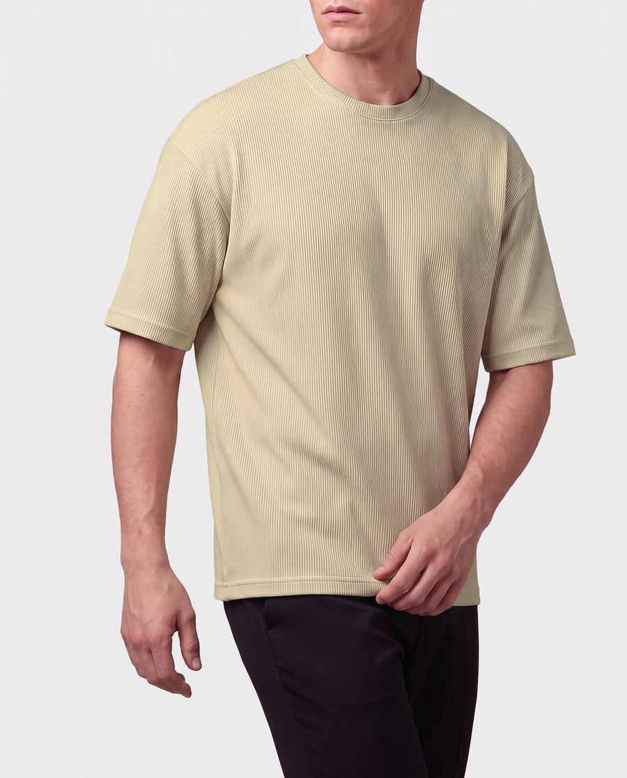 Stoic — Ribbed T-Shirt — Beige